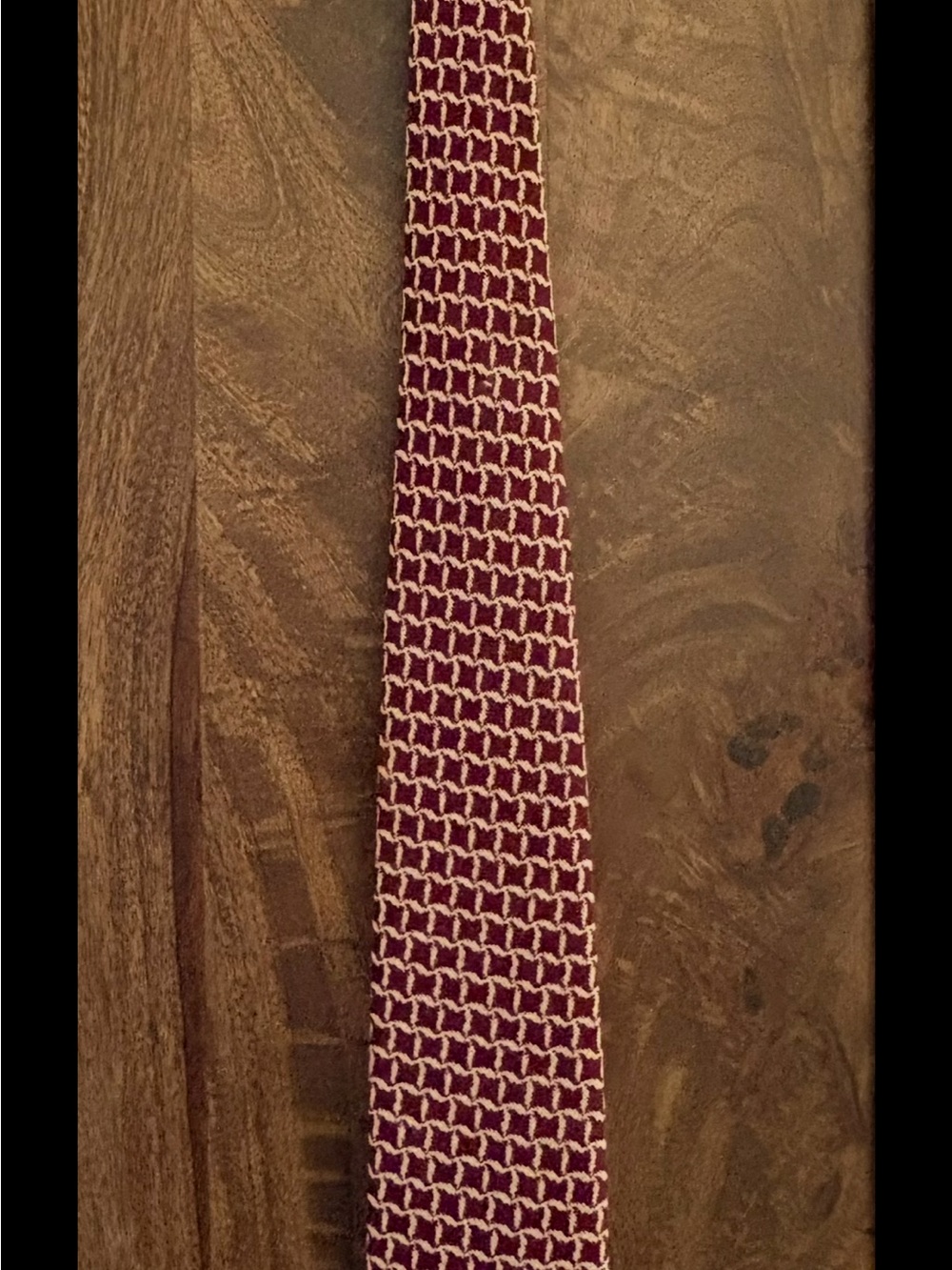 Dior Burgundy and White Knit Tie